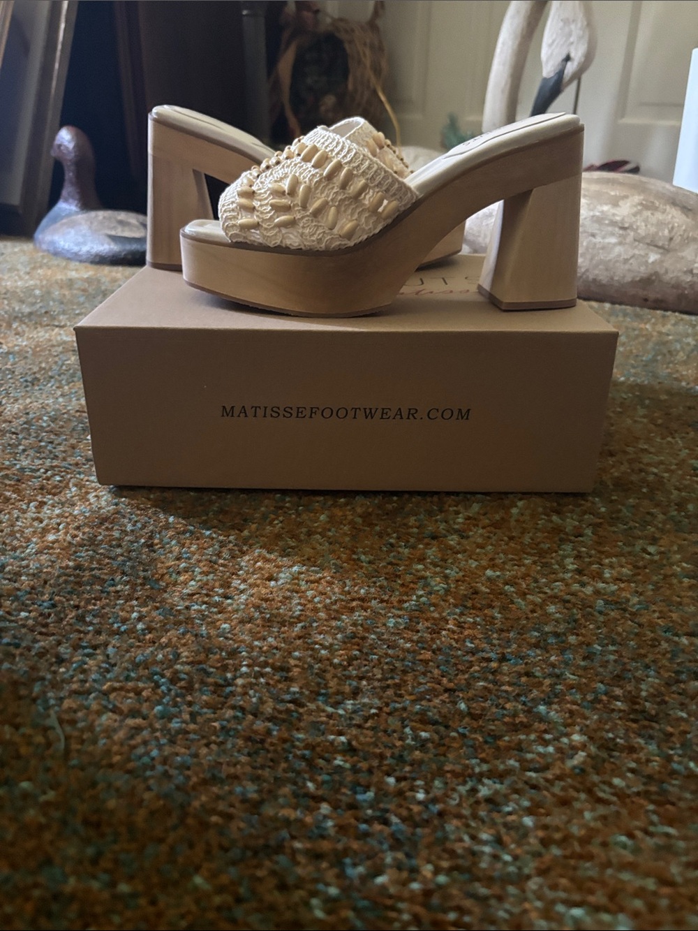 Matisse Cream Braided Platform Block Heel Mule